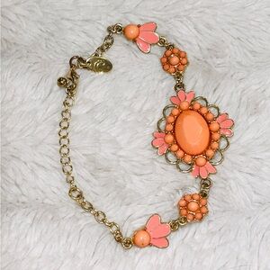 Charming Charlie Gold and Peach Floral Bracelet